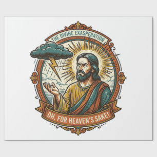 Annoyed Jesus Dark Rain Cloud Lightning Weather Hu Wrapping Paper