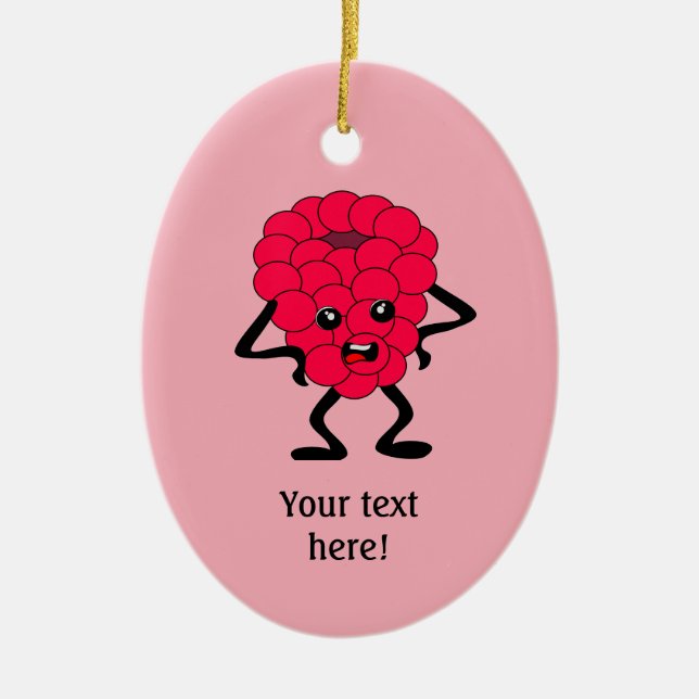 Annoyed Raspberry is not impressed - personalise a Ceramic Ornament (Front)