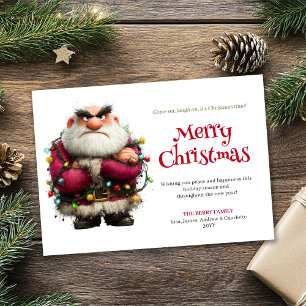 Annoyed Santa quirky digital Christmas greeting Holiday Card