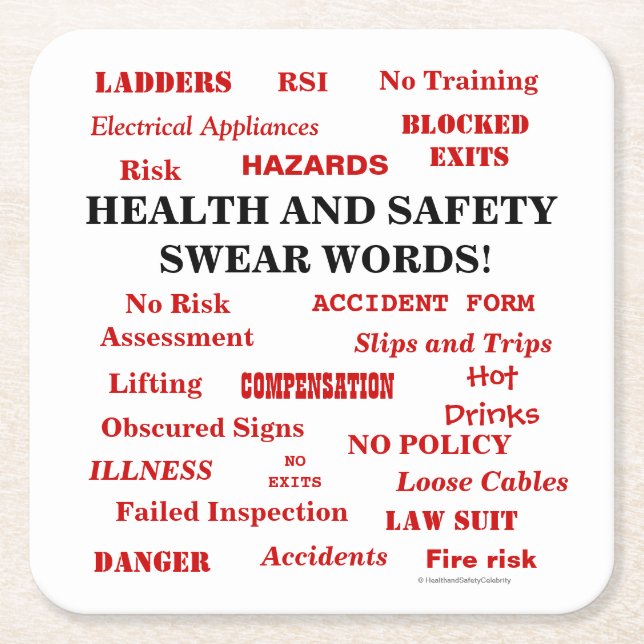 Annoyingly Funny Joke Health & Safety Swear Words Square Paper Coaster (Front)