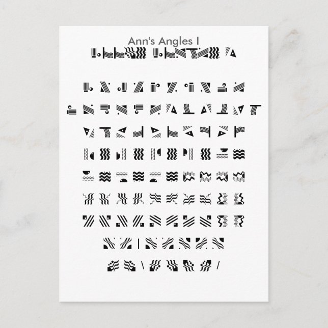 Ann's Angles I - Zazzle Font Sampler with Guide Postcard (Front)