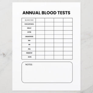 Annual Blood Test Tracker 