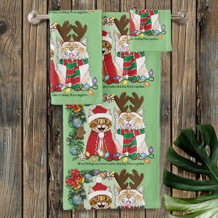 Annual Cat Christmas Photo Bath Towel Set