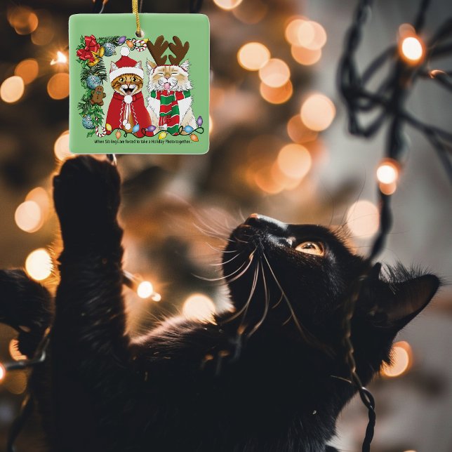 Annual Cat Christmas Photo Ceramic Ornament (Creator Uploaded)