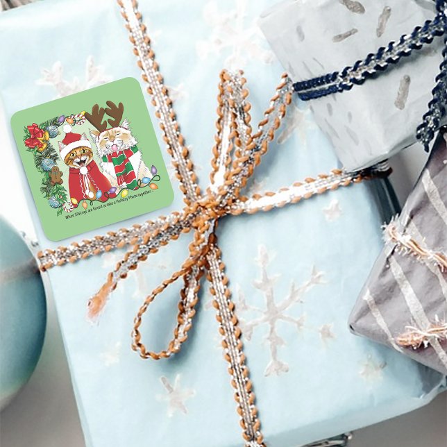 Annual Cat Christmas Photo Square Sticker (Creator Uploaded)