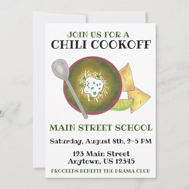 Annual Chilli Cookoff Cook Off Charity Event Invitation (Front)