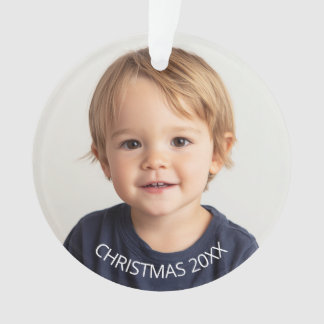 Annual Christmas Photo White Text Ornament