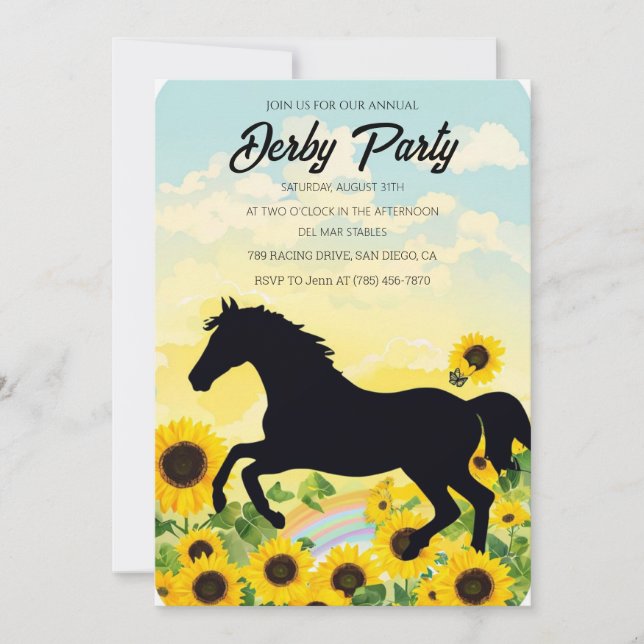 Annual Derby Party Invitation with Sunflowers and  (Front)