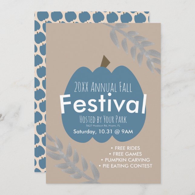 Annual Fall Festival Pumpkin Branch Invitation (Front/Back)