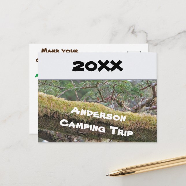 Annual Family Camping Trip Vacation Announcement Postcard (Front/Back In Situ)