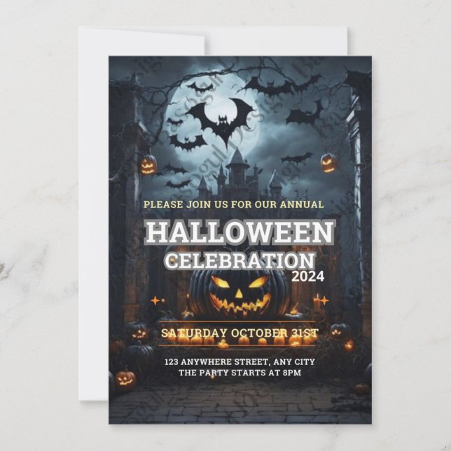 Annual Family Pumpkin Carving Party Halloween Invi Invitation (Front)