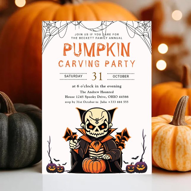 Annual Family Pumpkin Carving Party Halloween Invitation (Creator Uploaded)