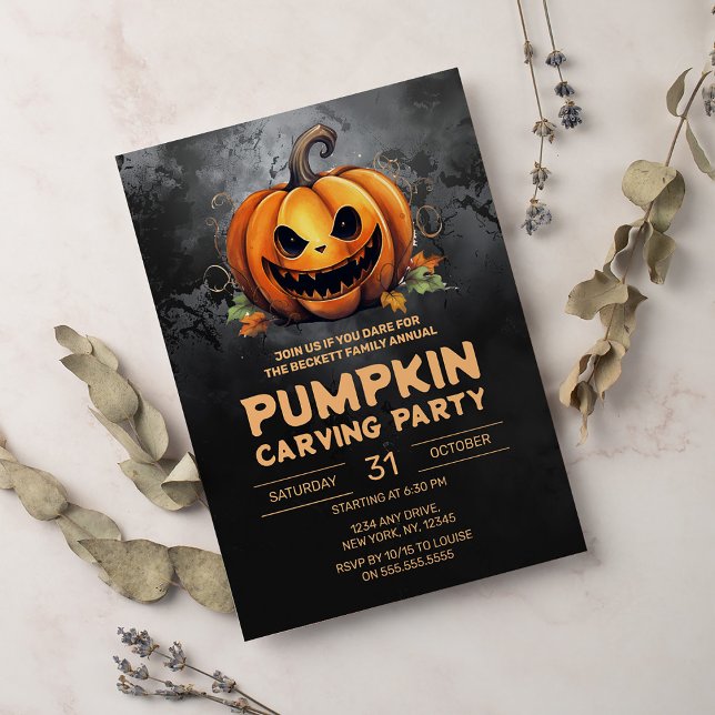 Annual Family Pumpkin Carving Party Halloween Invitation (Creator Uploaded)