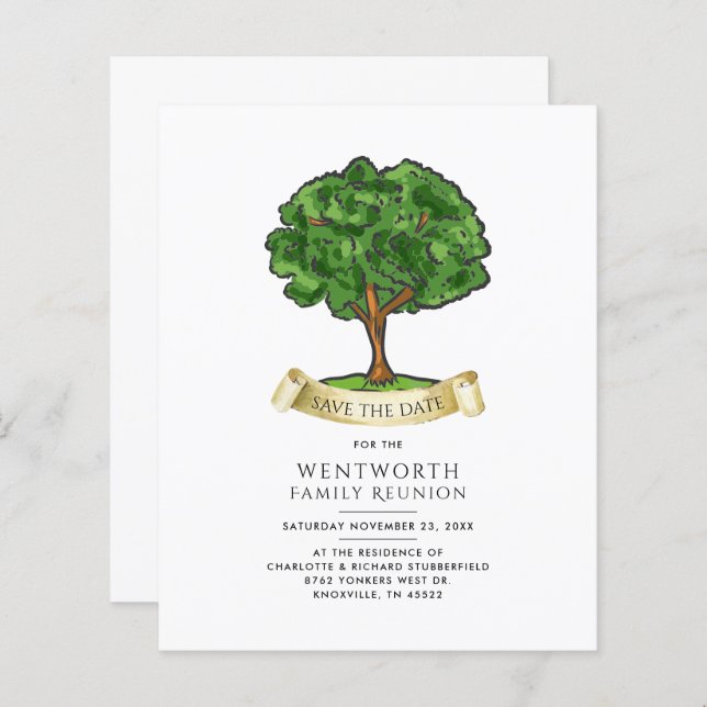 Annual Family Reunion Genealogy Tree Save the Date (Front/Back)