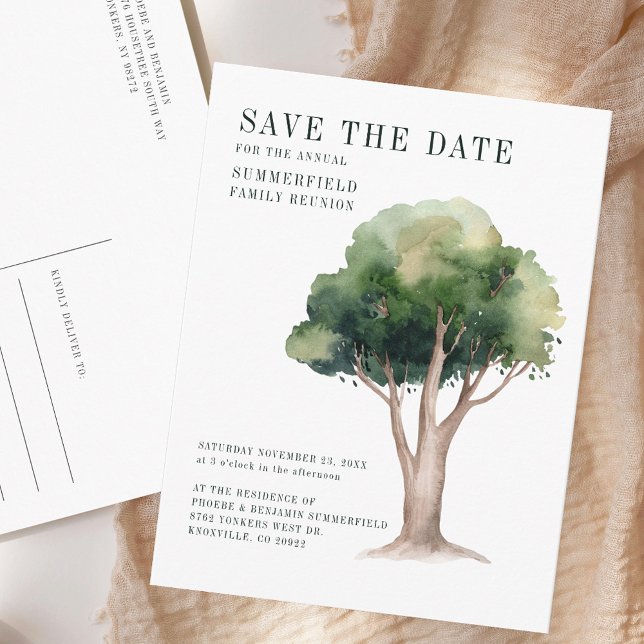 Annual Family Reunion Genealogy Tree Save the Date Announcement Postcard (Annual Family Reunion Genealogy Tree Save the Date Announcement Postcard)