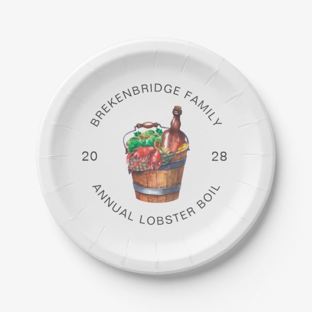Annual Family Reunion Lobster Boil Summer Party Paper Plate (Front)