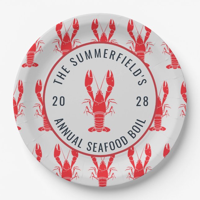 Annual Family Summer Lobster Boil Custom Paper Plate (Front)