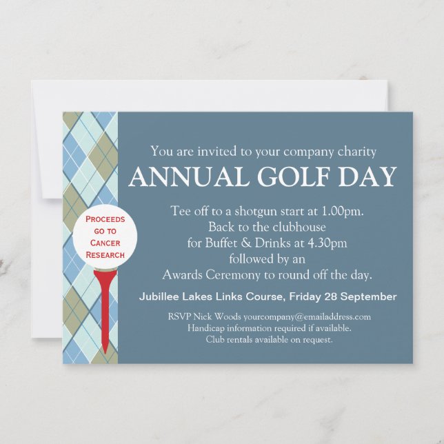 Annual Golf day corporate group event invitation (Front)