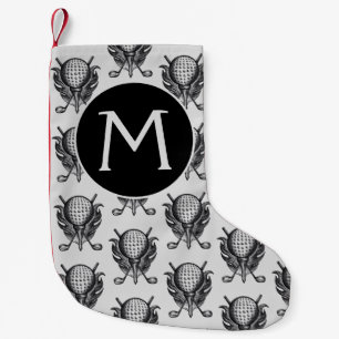 Annual Golf Tournament Ball Tee Clubs Pen and Ink Small Christmas Stocking