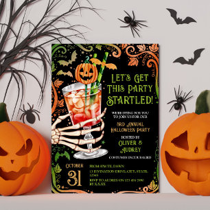 Annual Halloween Cocktail & Costumes Party Pumpkin Invitation