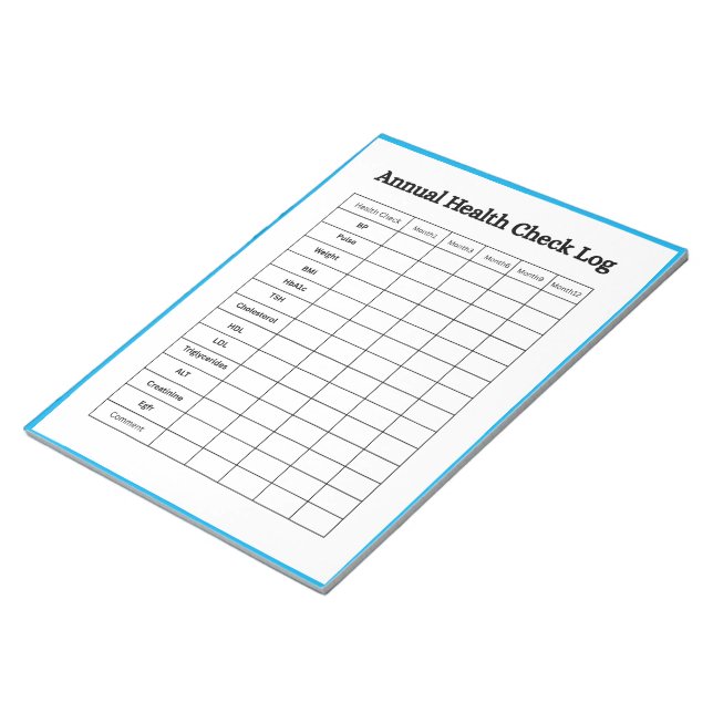 Annual Health Check Log Design Notepad (Angled)