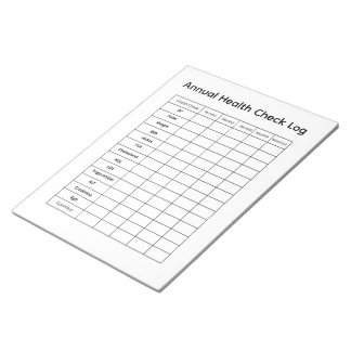 Annual Health Check Log Notepad