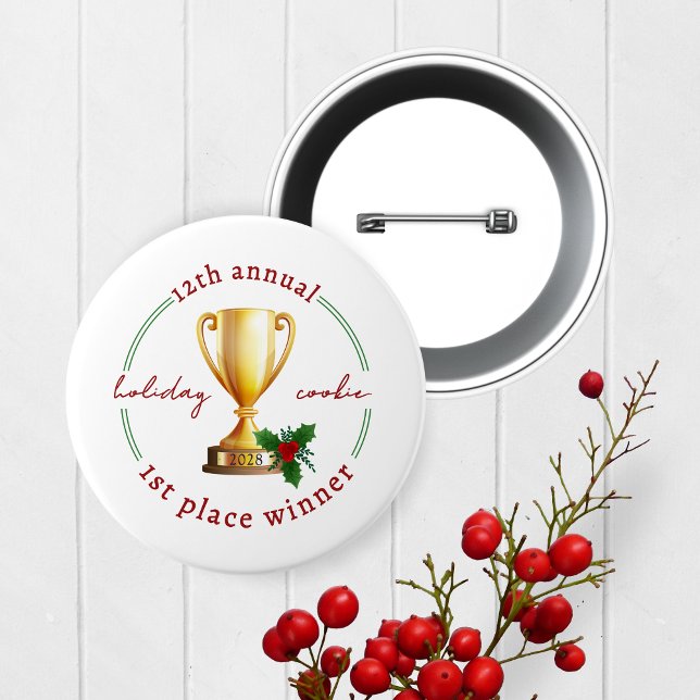 Annual Holiday Contest Winner Award Prize Button (Christmas Holiday Competition Prize Button for the Winner. Great for Cookie & Sweater Contests!)