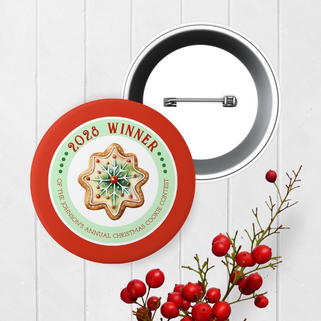 Annual Holiday Cookie Contest Winner Prize Button (Christmas Baking Competition Prize Button for the Winner. Great for Cookie & Cooking Contests!)
