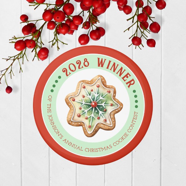 Annual Holiday Cookie Contest Winner Prize Magnet (Christmas Baking Competition Prize Magnet for the Winner. Great for Cookie & Cooking Contests!)