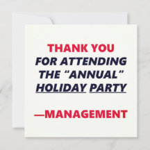 Annual Holiday Party Funny Thank You Office Humour