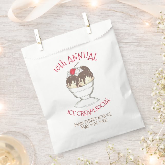 Annual Ice Cream Social Event Hot Fudge Sundae Favour Bag (Clipped)