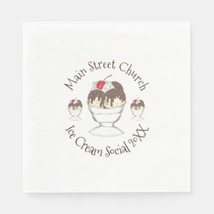 Annual Ice Cream Social Event Hot Fudge Sundae Napkin