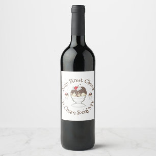 Annual Ice Cream Social Favour Hot Fudge Sundae Wine Label