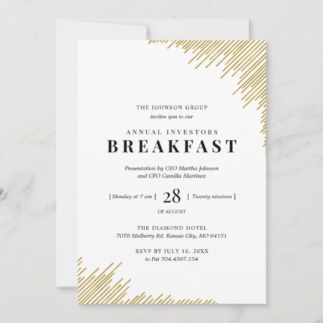 Annual investors Breakfast Business Invitation (Front)