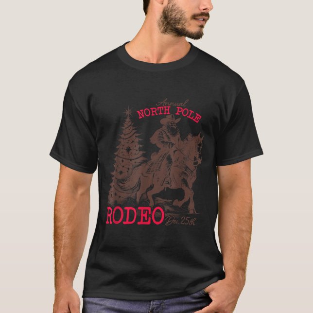 Annual North Le Rodeo Santa Western Cowboy Christm T-Shirt (Front)
