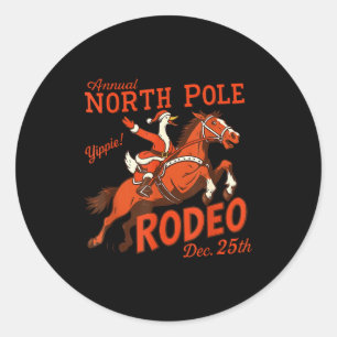 Annual North Pole Rodeo Funny Goose Christmas West Classic Round Sticker
