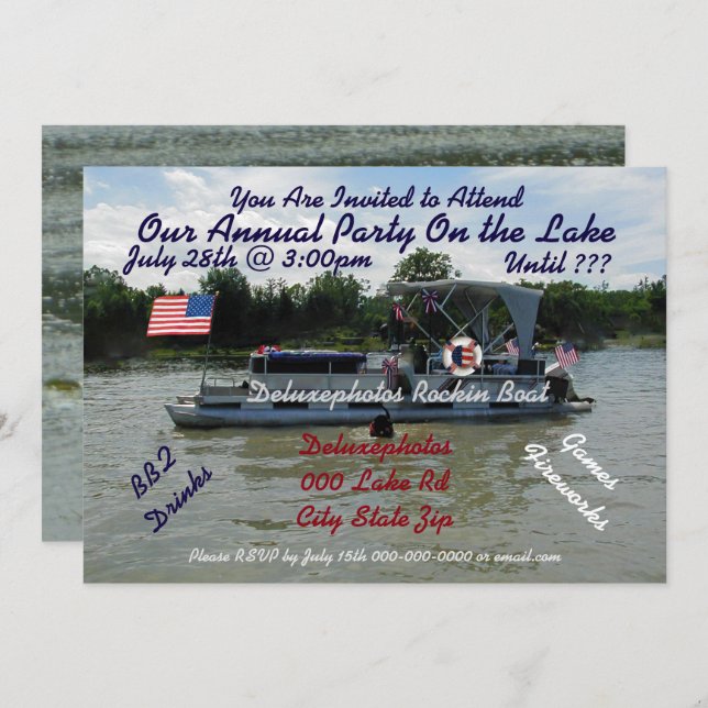 Annual Party On The Lake Invite (Front/Back)