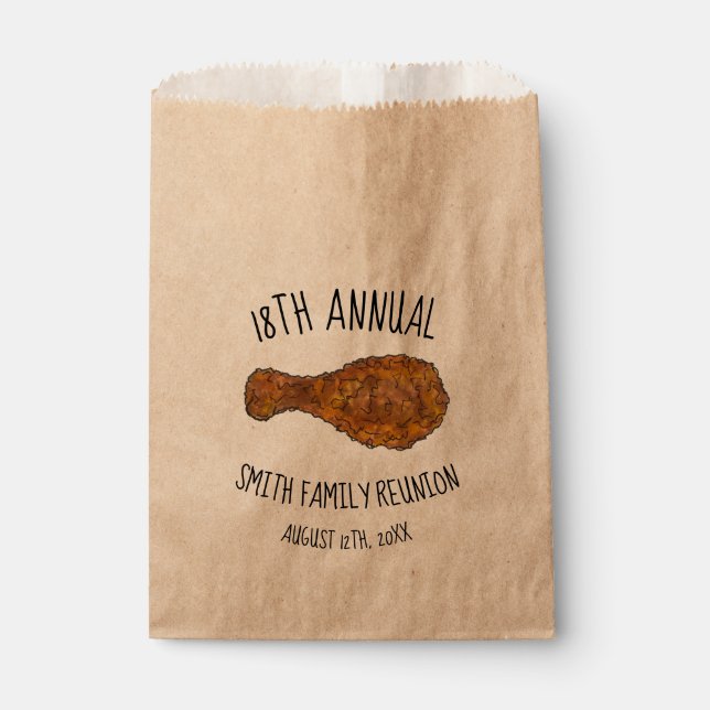 Annual Picnic Cookout Reunion Fried Chicken Leg Favour Bag (Front)