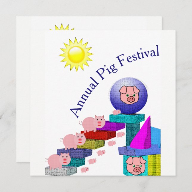 annual pig festival party invitation card (Front/Back)