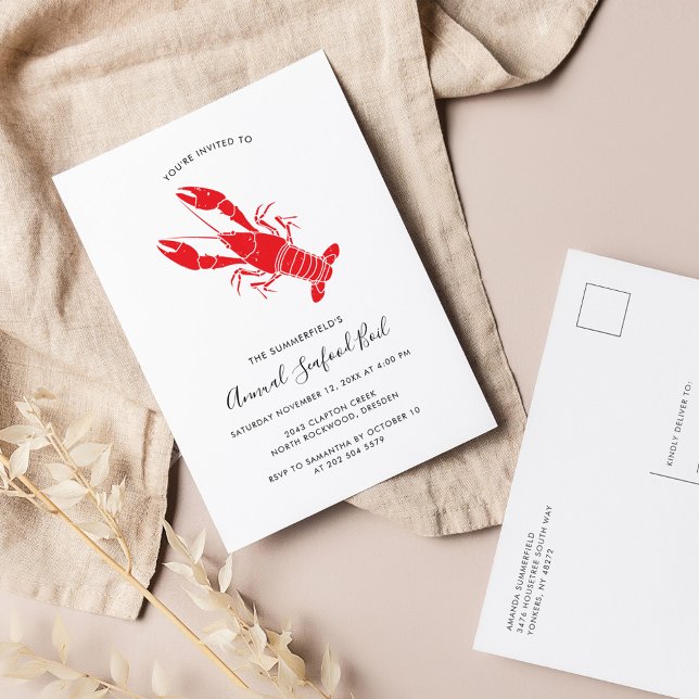 Annual Summer Seafood Boil Family Party Invitation Postcard (Annual Lobster Boil Family Reunion Invitation)