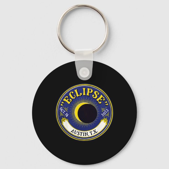Annular Solar Eclipse Austin Texas Family Travel T Key Ring (Front)