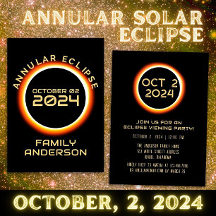 Annular Solar Eclipse October 2 2024 Family Party Invitation