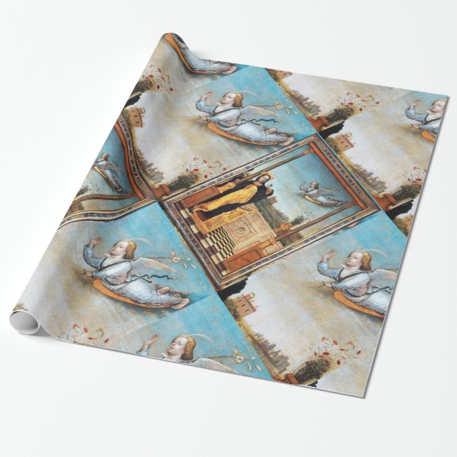ANNUNCIATION ANGEL AND VIRGIN WRAPPING PAPER (Unrolled)