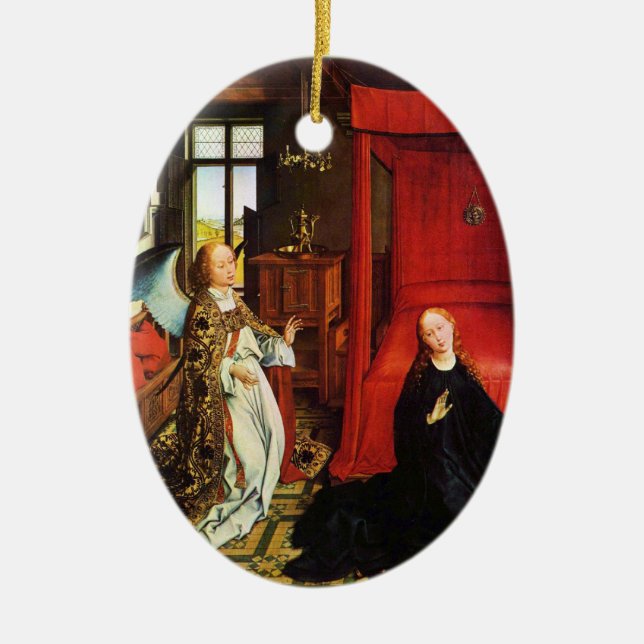 ANNUNCIATION ANGEL Archangel Gabriel and Virgin Ceramic Tree Decoration (Front)