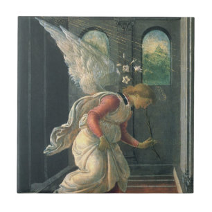 Annunciation (angel detail) by Sandro Botticelli Ceramic Tile