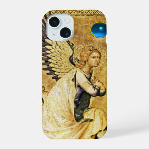 ANNUNCIATION ANGEL IN GOLD AND BLUE,Parchment iPhone 15 Case