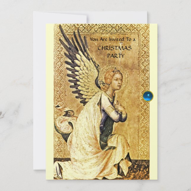 ANNUNCIATION ANGEL MONOGRAM ,Blue Sapphire ,Gold Invitation (Front)