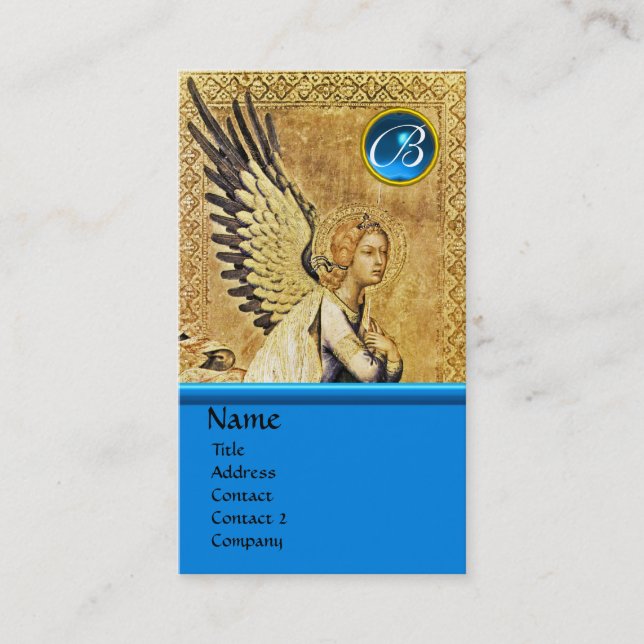 ANNUNCIATION ANGEL MONOGRAM, Blue Sapphire silver Business Card (Front)