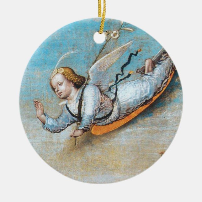 ANNUNCIATION ANGEL MONOGRAM CERAMIC TREE DECORATION (Front)