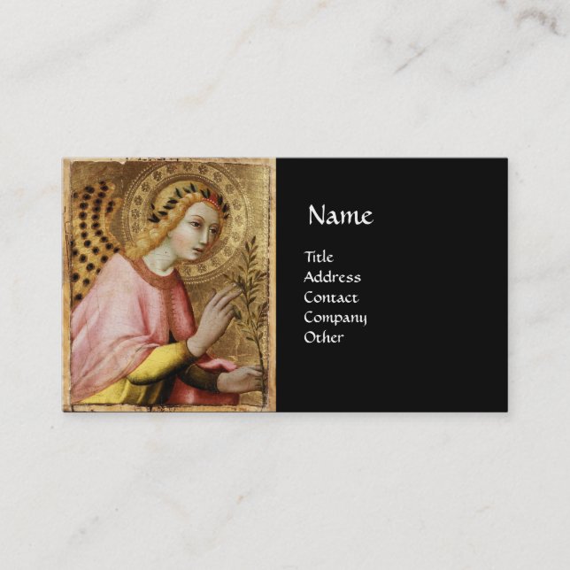 ANNUNCIATION ANGEL MONOGRAM, Red Ruby Gold Business Card (Front)